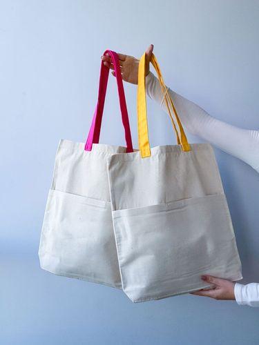Шоппер из хлопковой саржи с длинными ручками для покупок