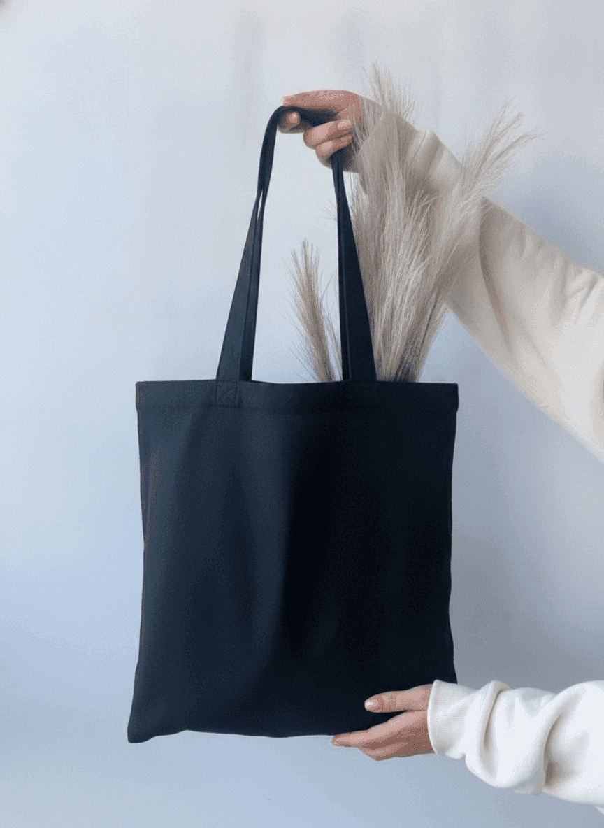 Cotton Tote Bag Slava Ukraini Print Black