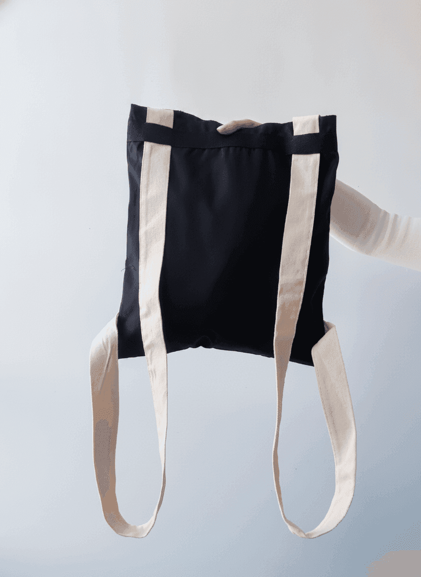 Black Canvas Mini Backpack with Light Straps