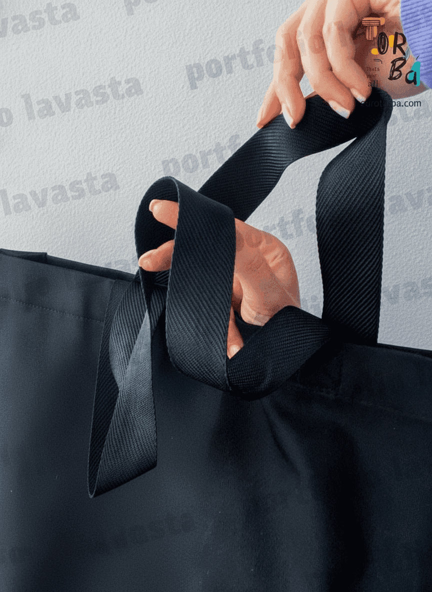 Heavy Cotton Tote with Blue Pocket & Bottom