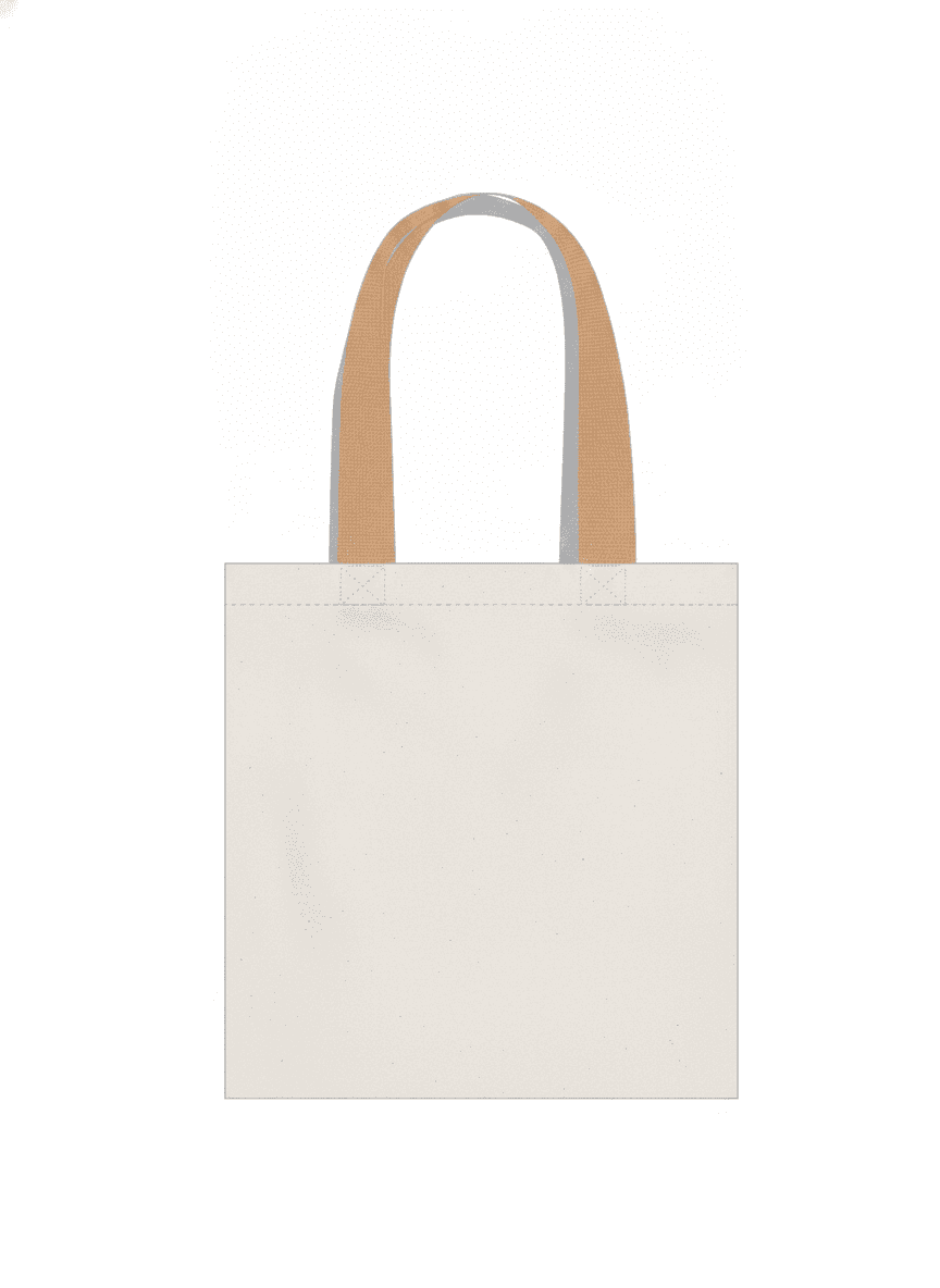Heavy Cotton White Tote Bag with Beige Handles