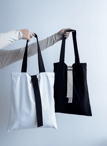 Шопер із бавовняної саржі з чорними ручками для покупок