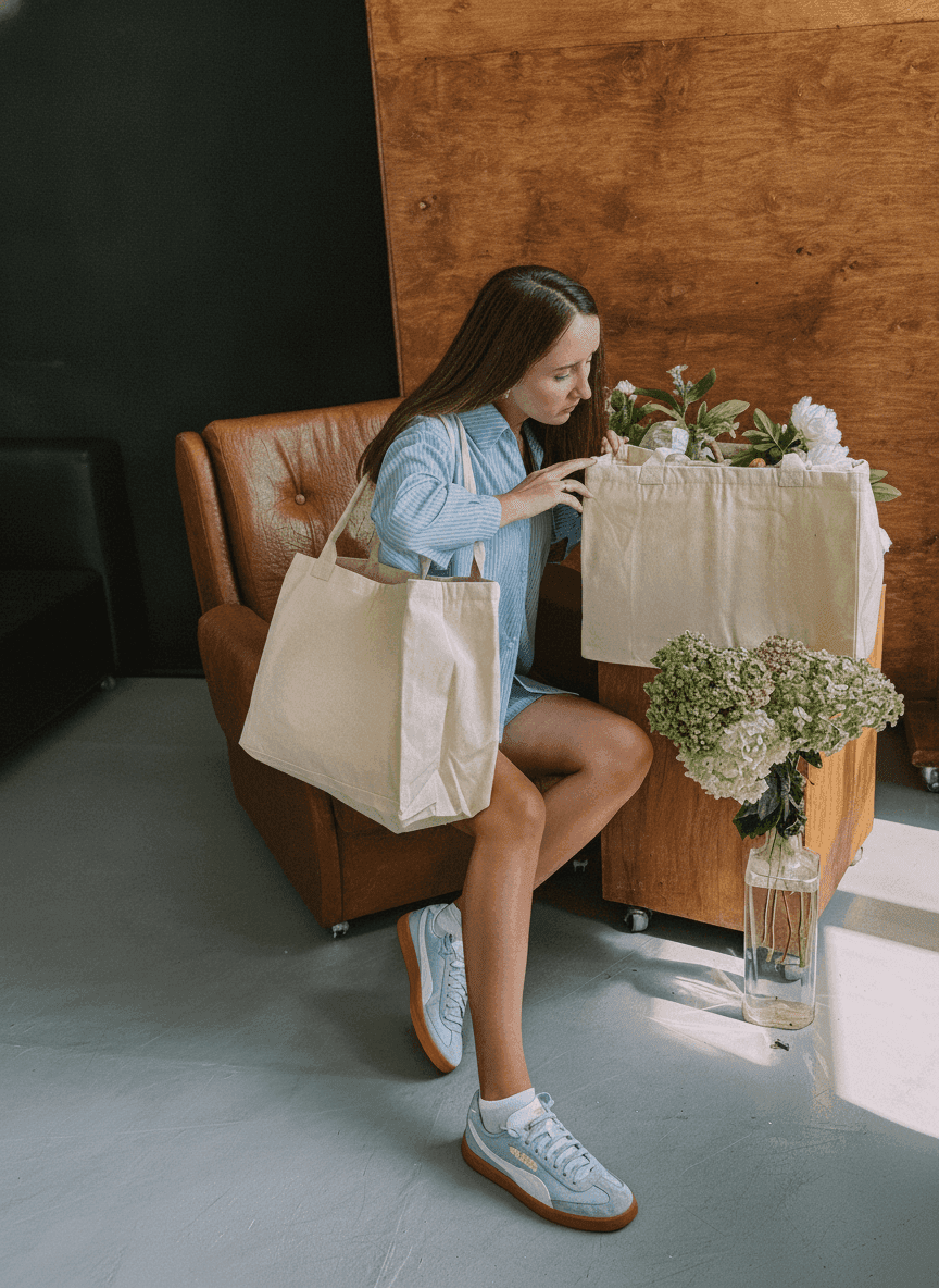 Spacious Cotton Twill Tote Bag