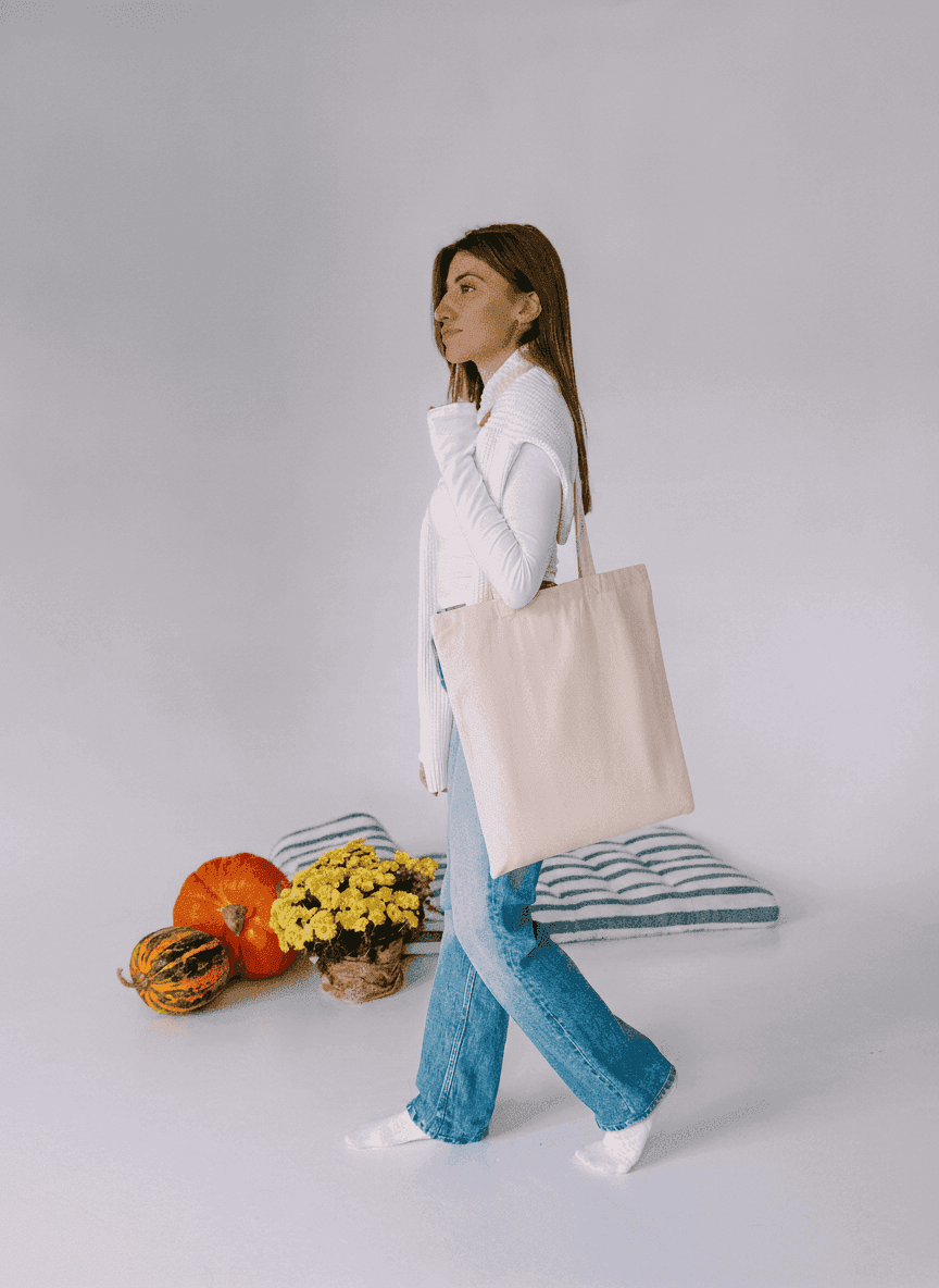 Cotton Twill Tote Bag with Long Handles