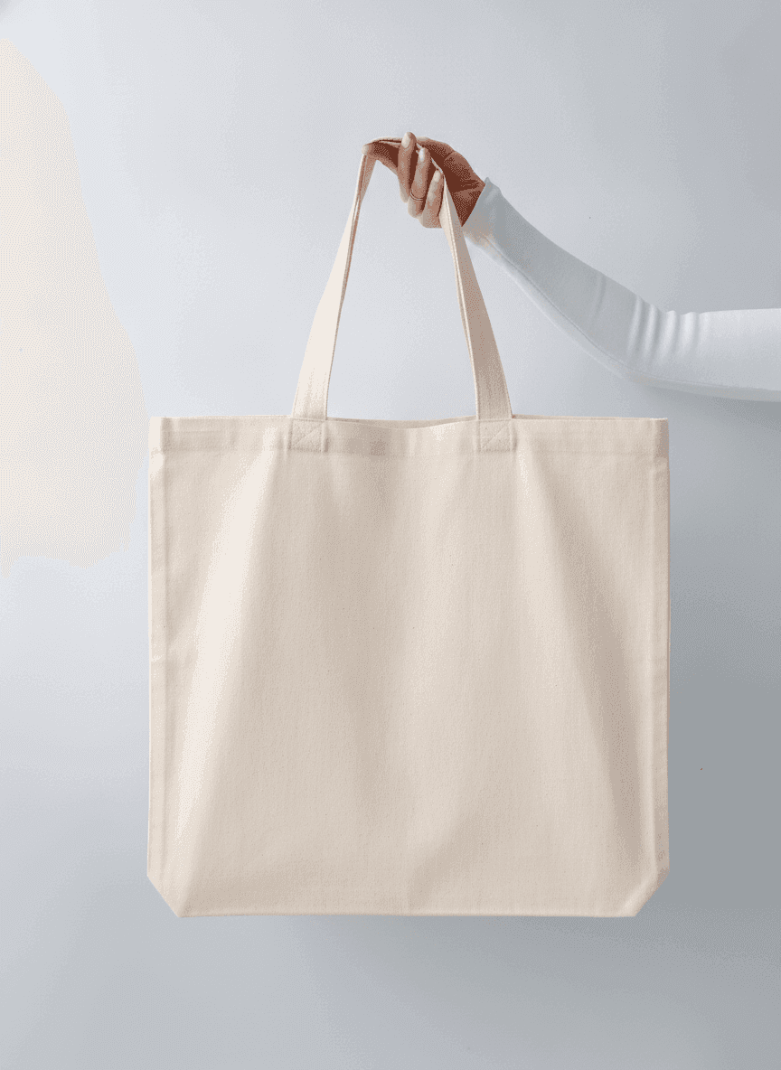 Beige Double-Ply Cotton Tote with Sturdy Handles