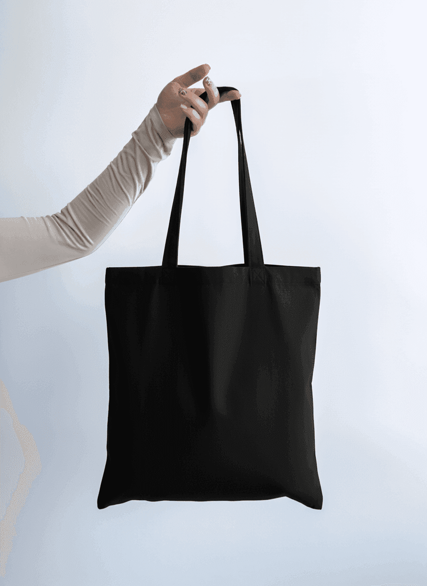 Шопер из хлопковой саржи с черными ручками для покупок