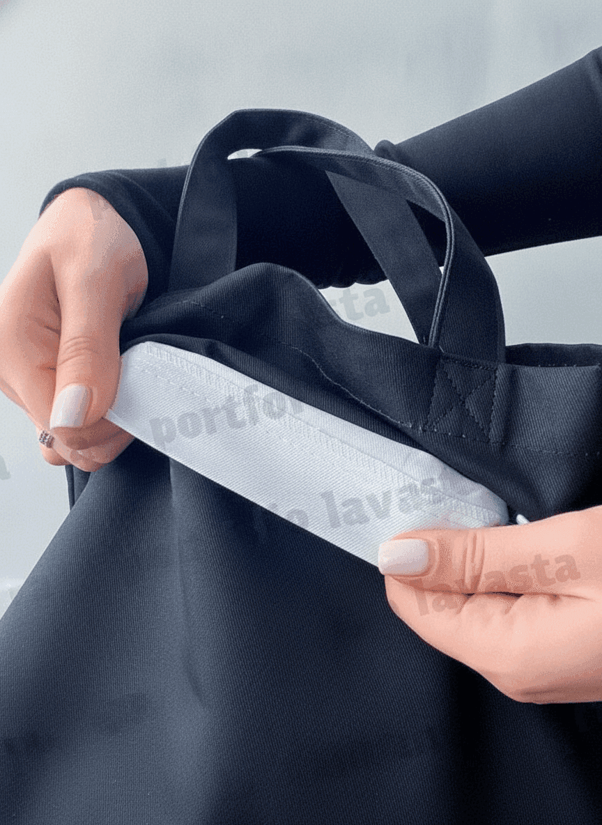 Eco tote bag with twill pocket