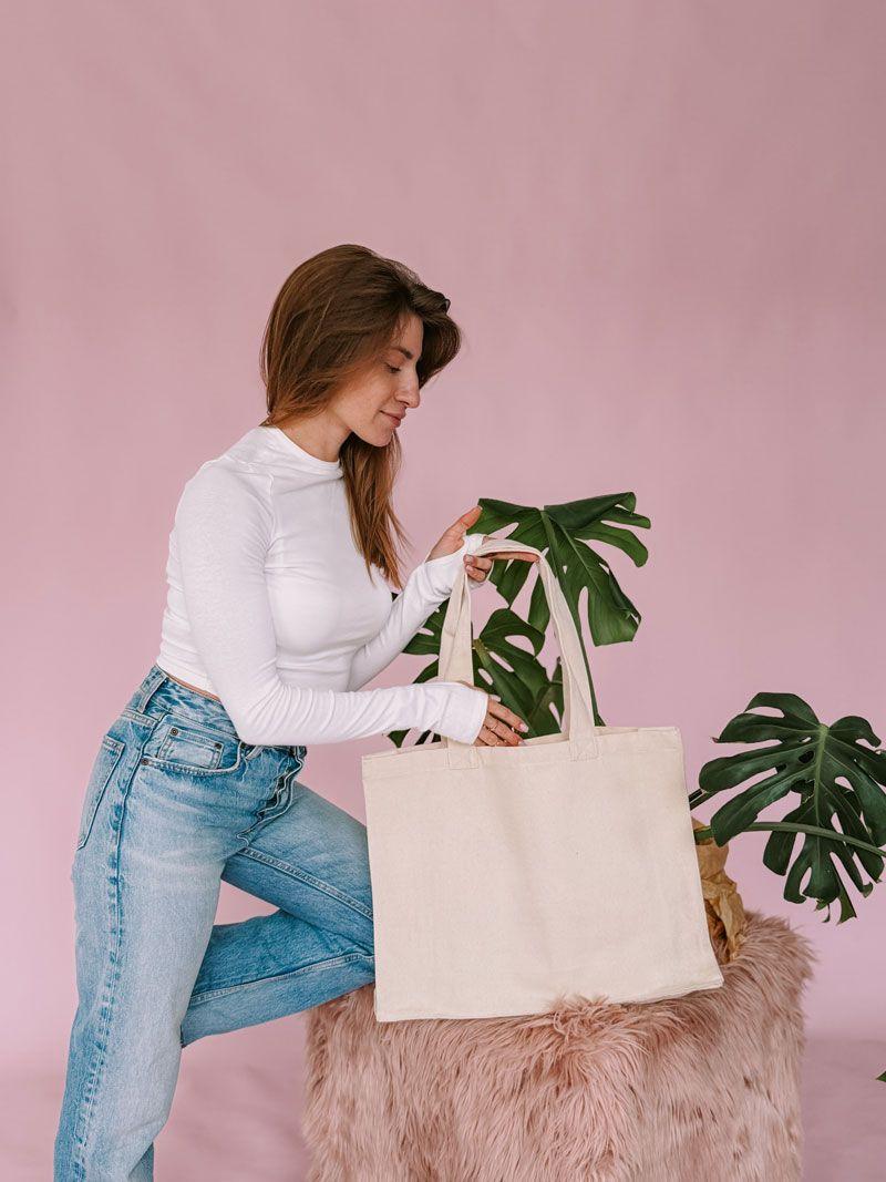 Шопер із саржі натуральної бавовни з тканинними ручками