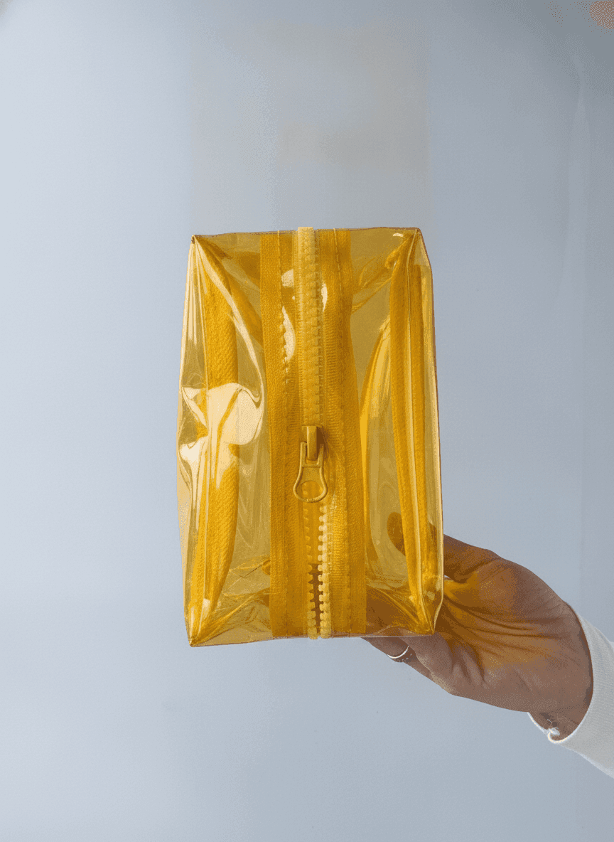Clear Yellow PVC Makeup Bag, Waterproof