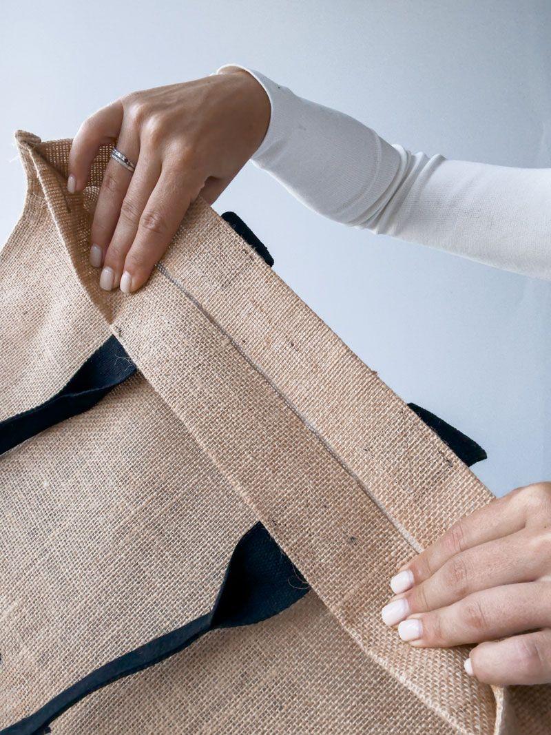 Джутовая экосумка с дном и длинными ручками — Шоппер из джута для покупок и брендинга без печати размер: 45см х 33см х 15см