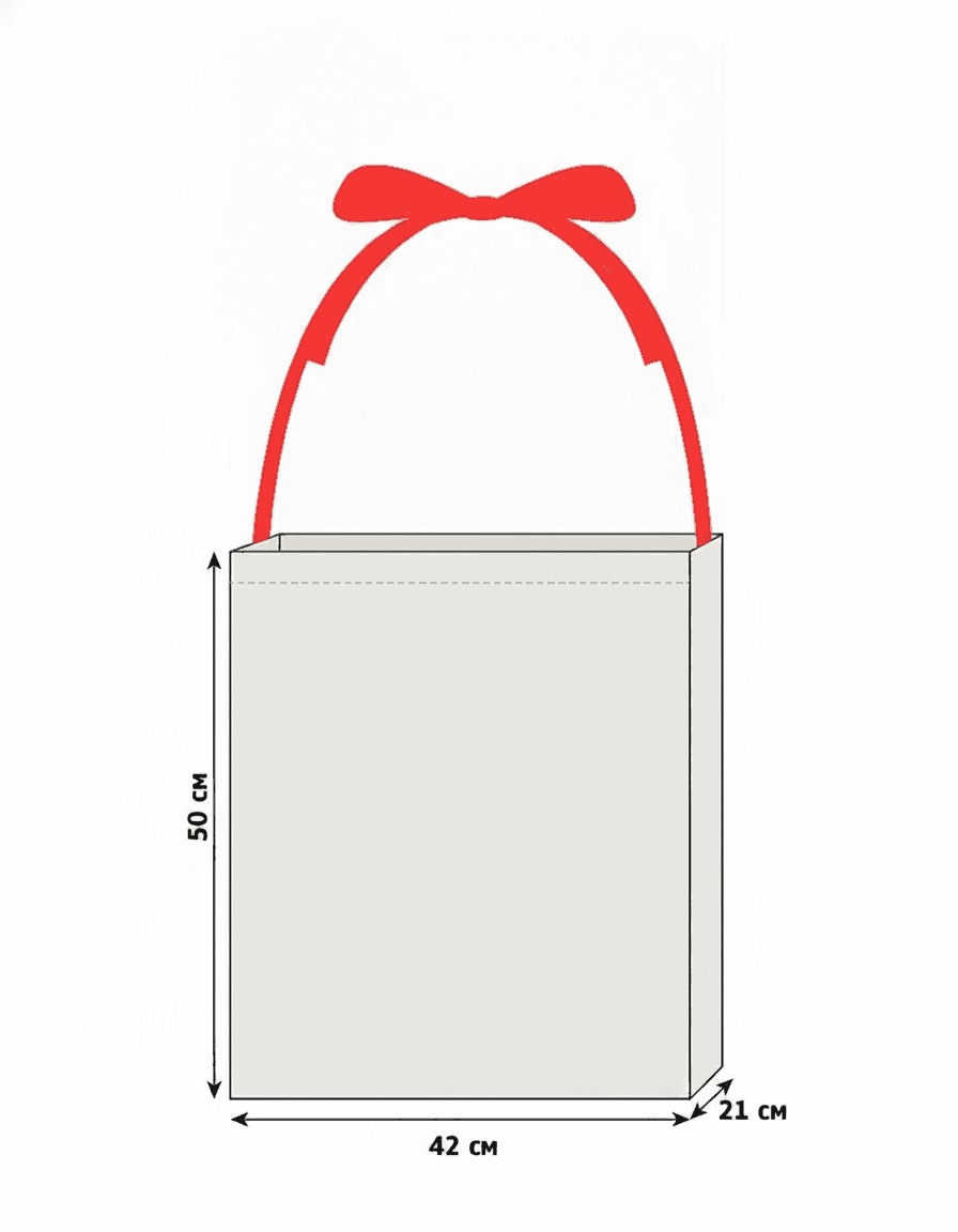 Light Tote Bag with Decorative Handles & Red Bow