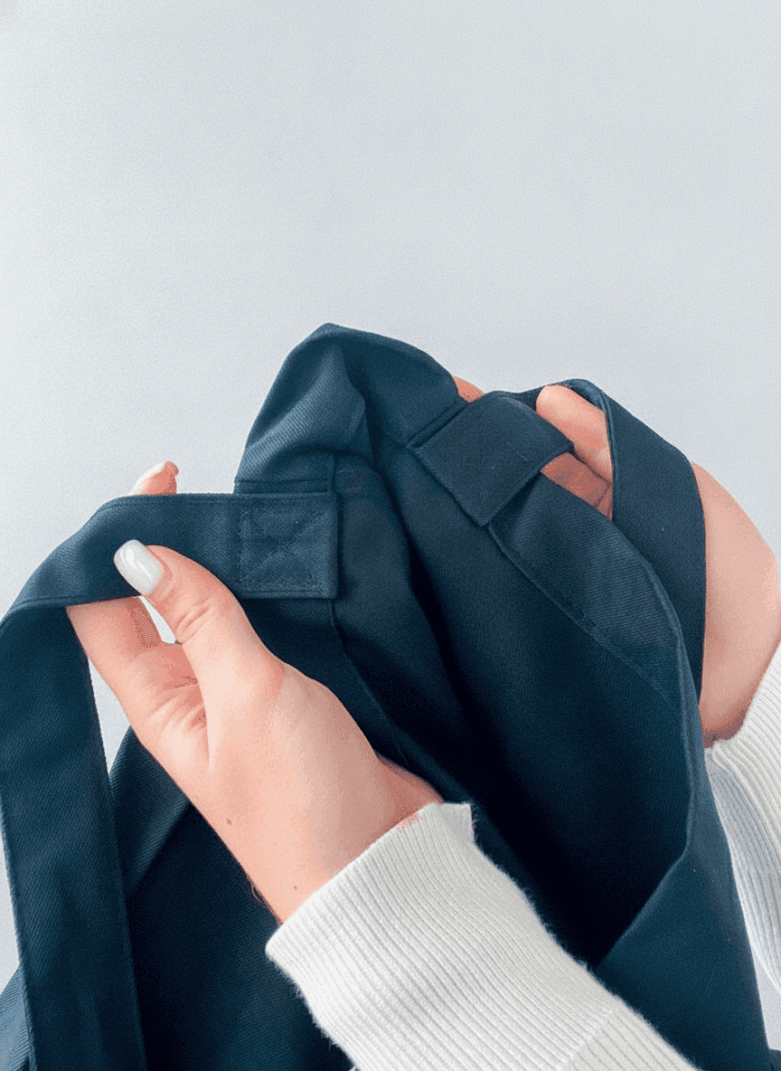 Black Twill Tote Bag with Long Handles