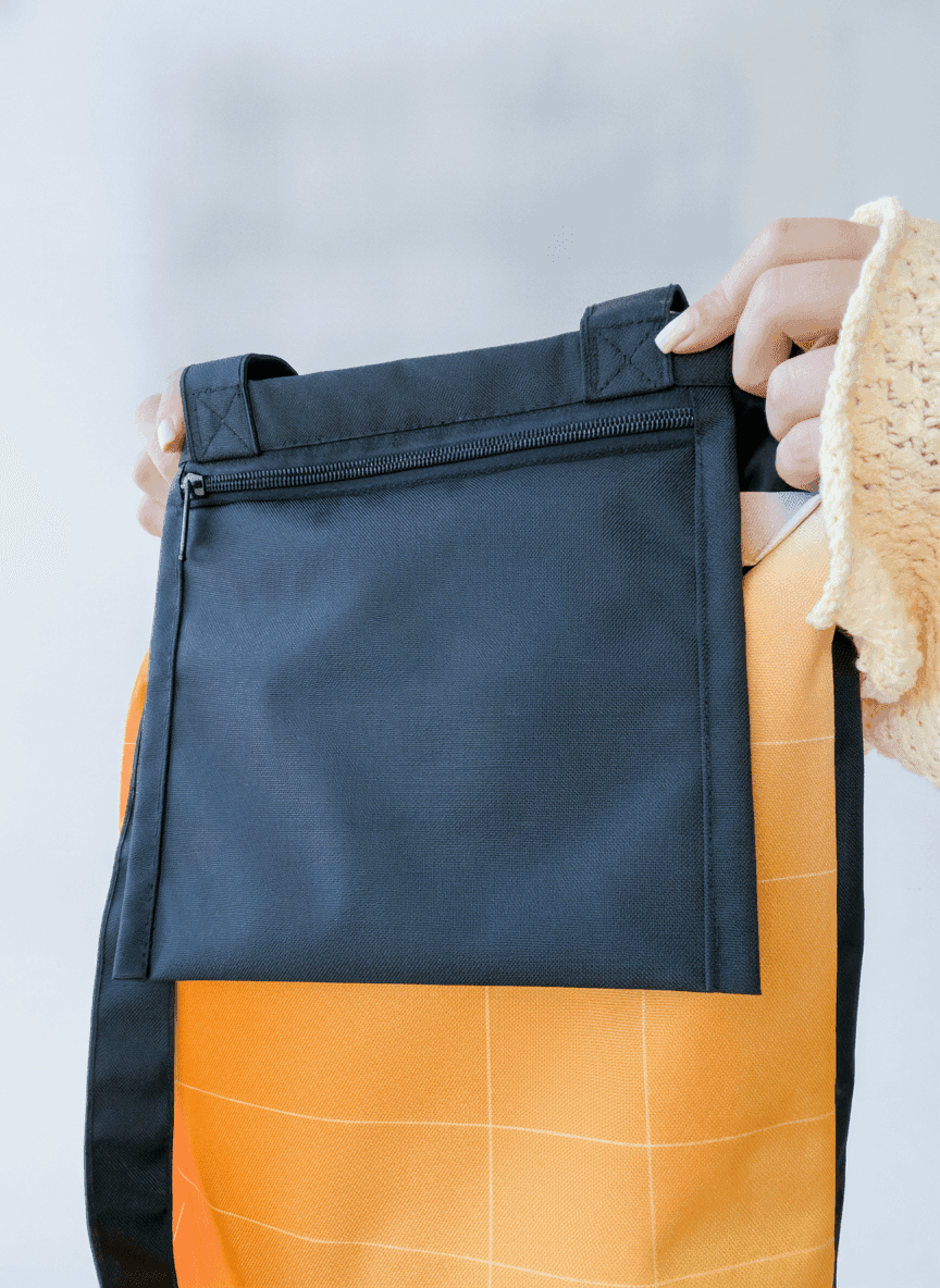 Rainproof fabric and oxford shopper with long black handles