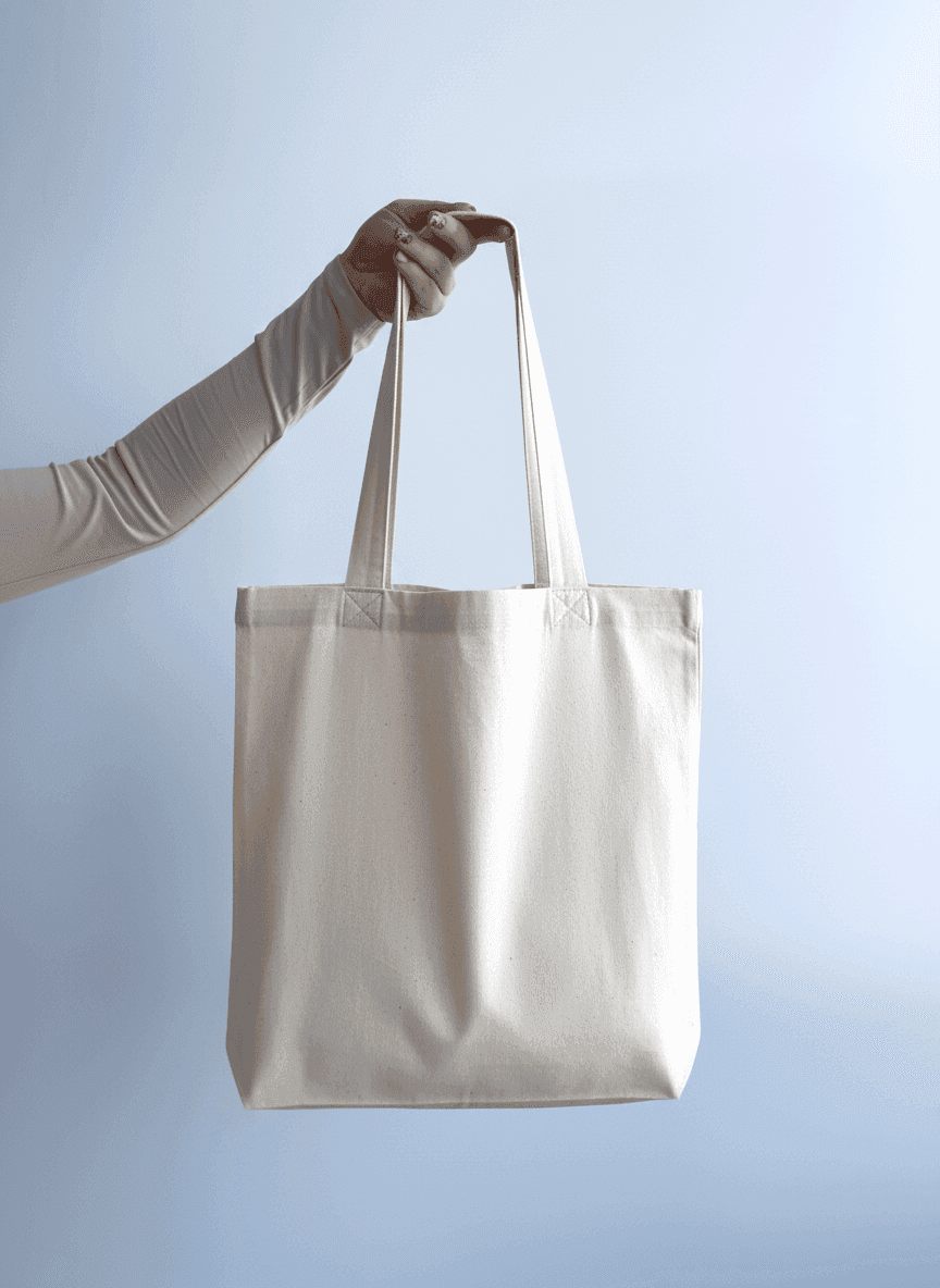 Шоппер из хлопковой двунитки с длинными ручками для покупок