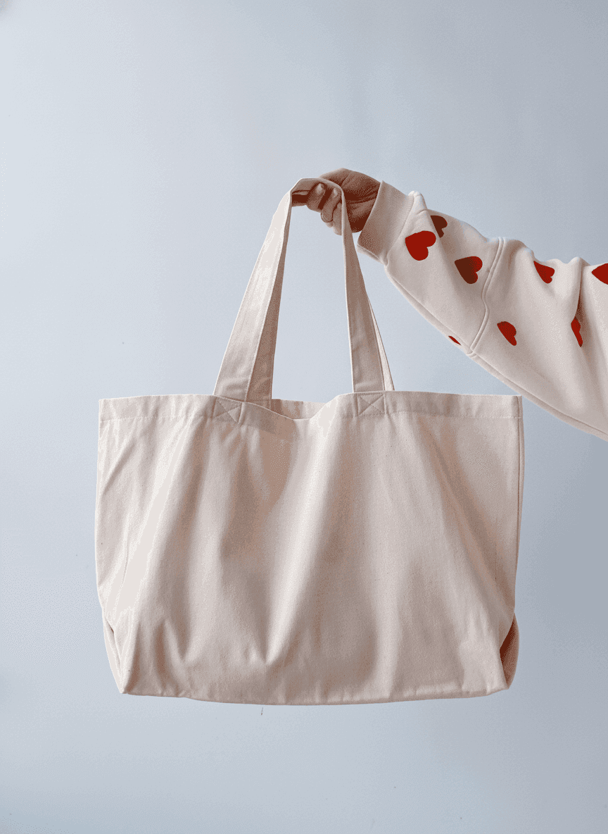 Light Beige Roomy Tote Bag