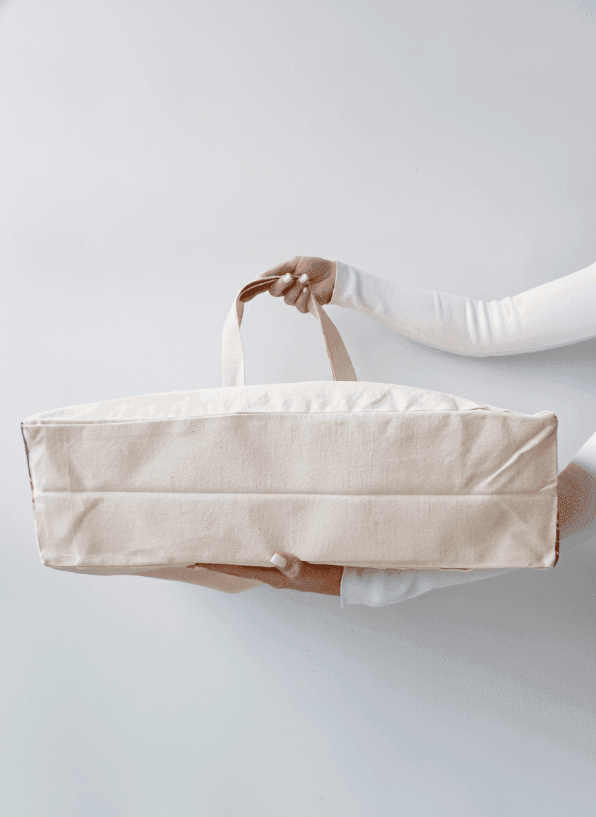 Beige Double-Ply Cotton Tote with Sturdy Handles