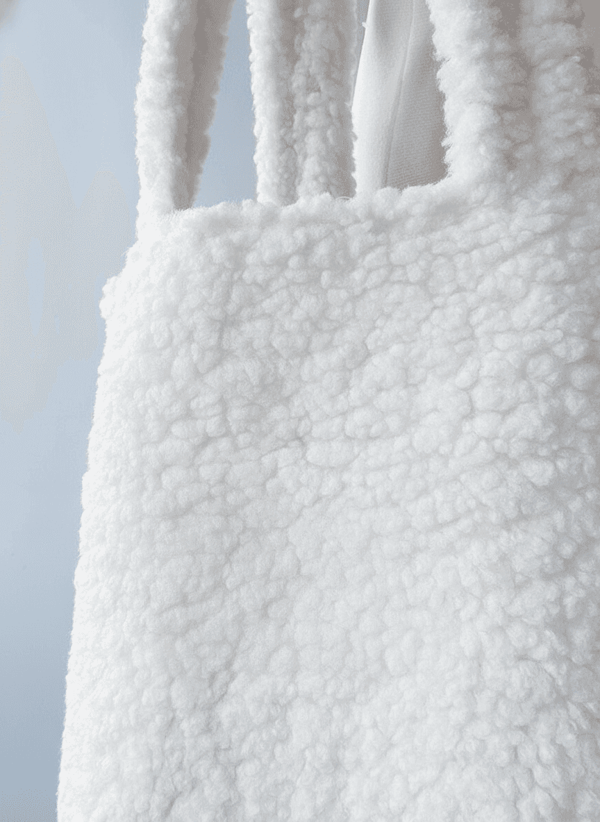 White Fluffy Shearling Tote Bag