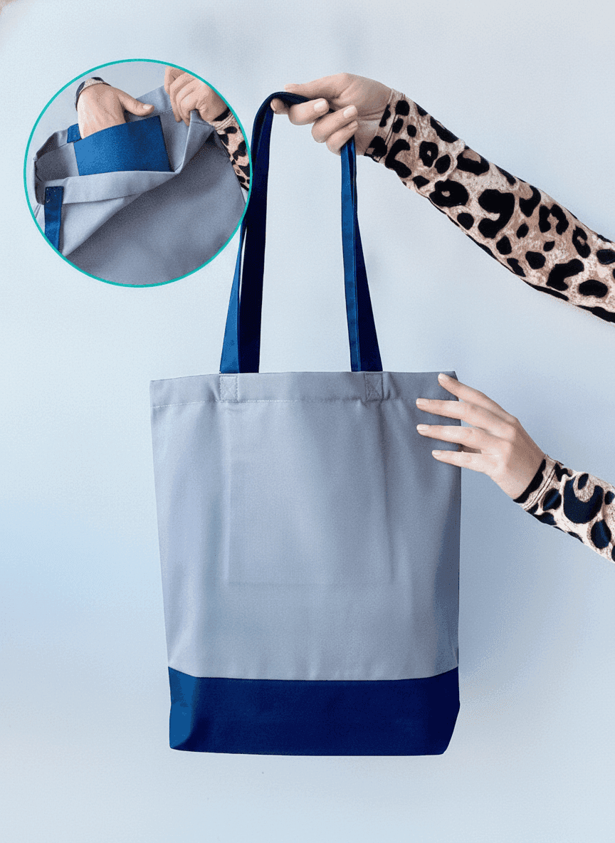 Two-Tone Heavy Cotton Tote with Colored Bottom