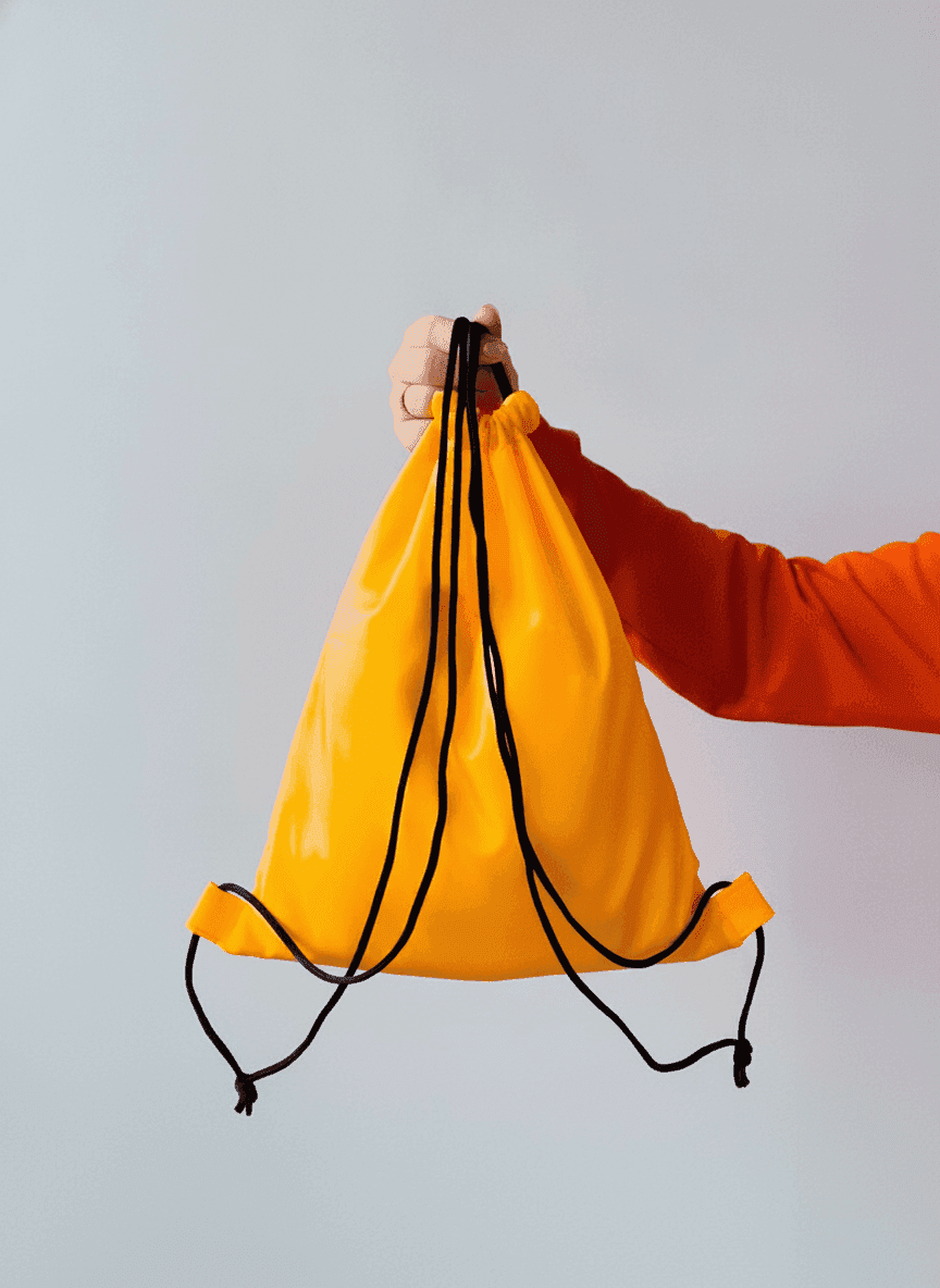 Yellow Nylon Backpack with Reflective Strip