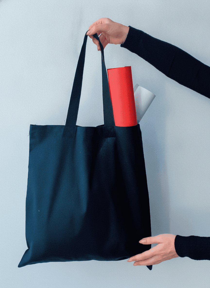 Oversized Black Calico Tote Bag
