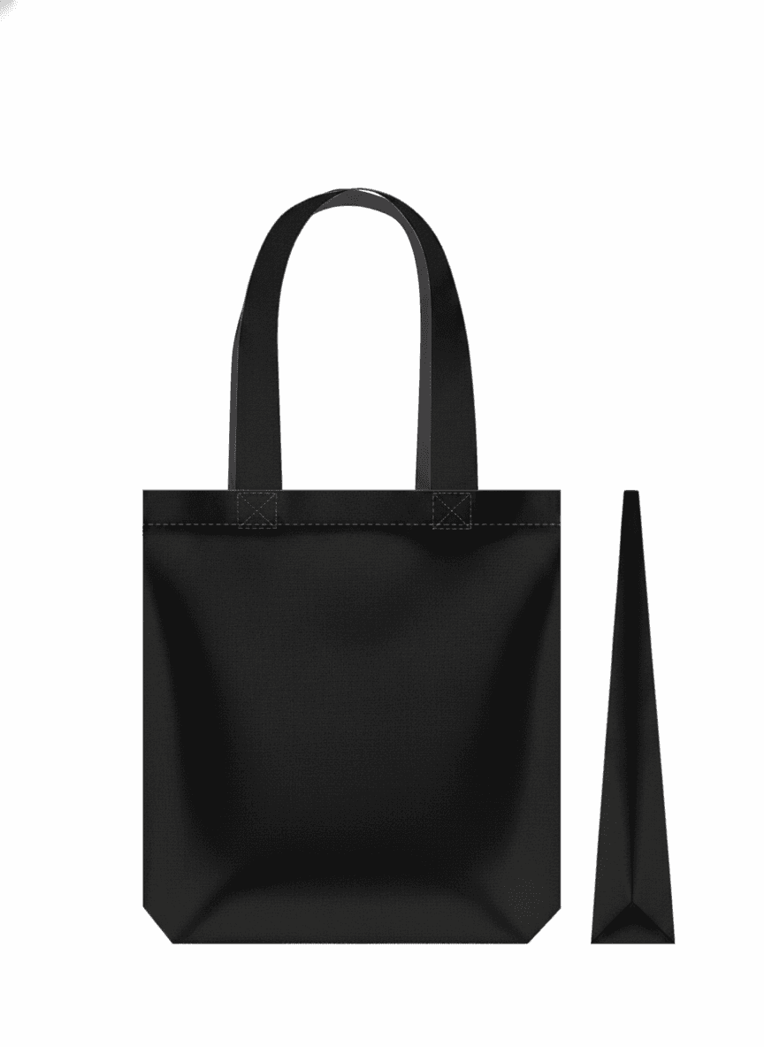 Sturdy Black Cotton Tote Bag