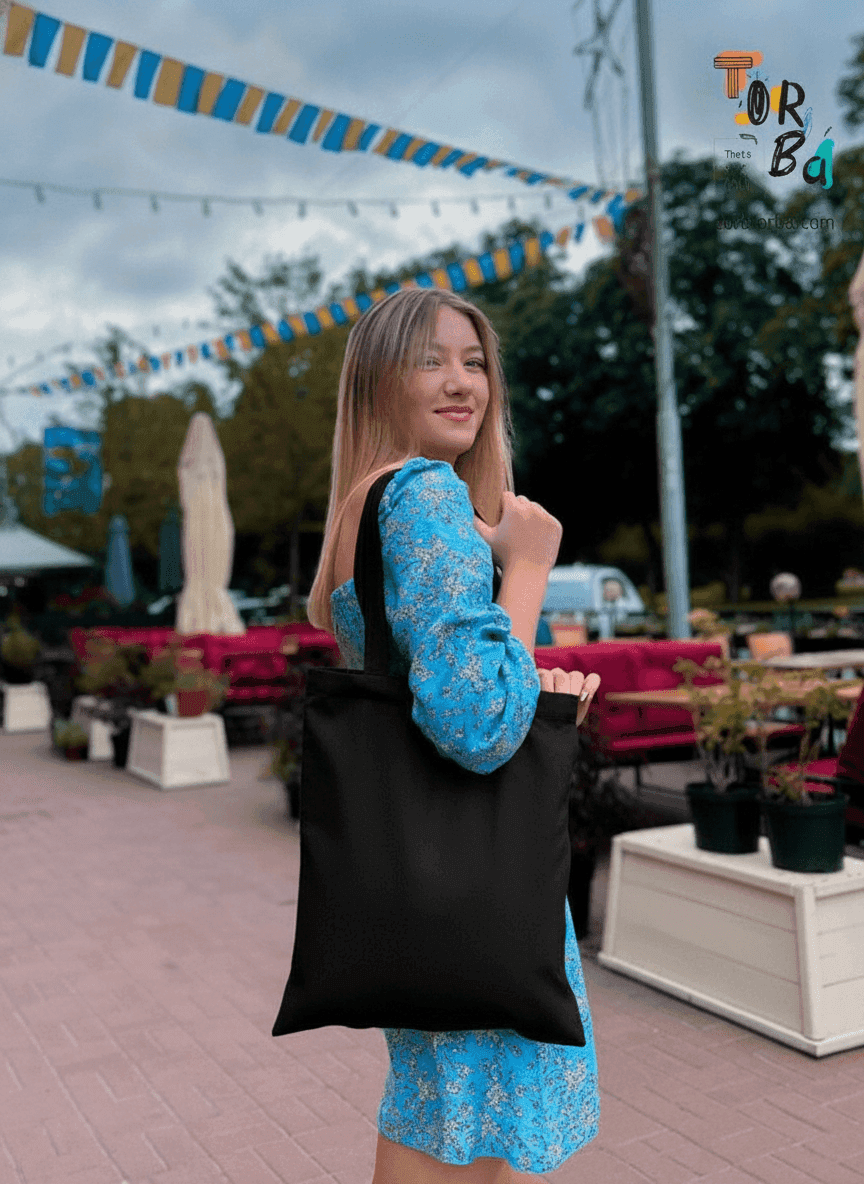 Black Cotton Tote Bag I Am From Ukraine Print