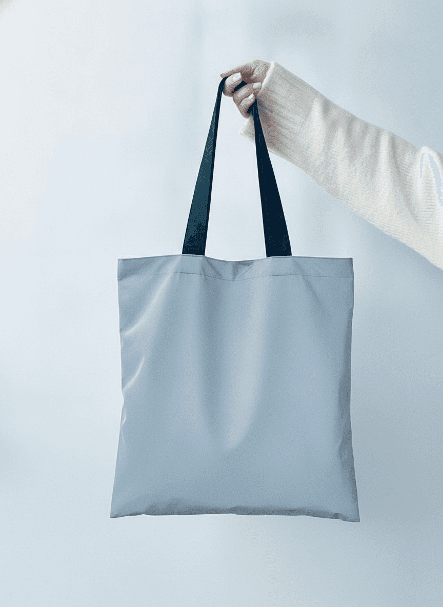 Reflective tote bag with black handles