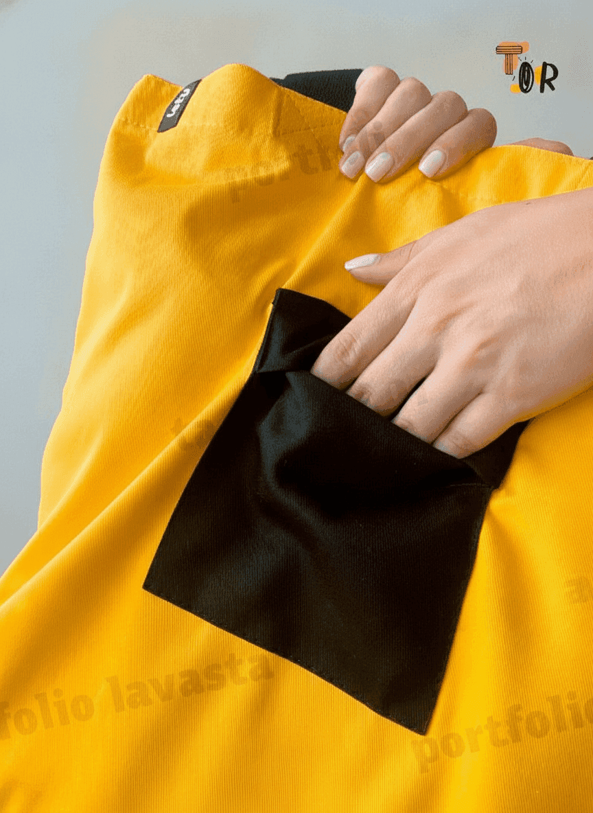Yellow Tote with Black Pocket, Twill Handles