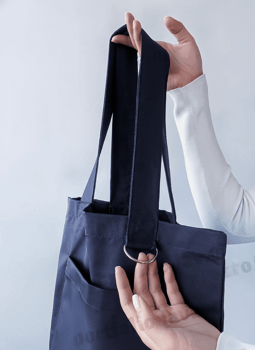Dark Gray Twill Bag with Pocket & D-Ring