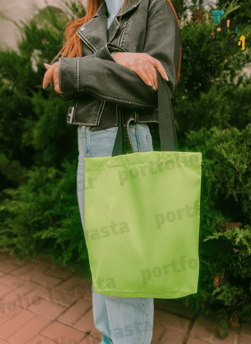 Heavyweight Cotton Lime Green Tote Bag