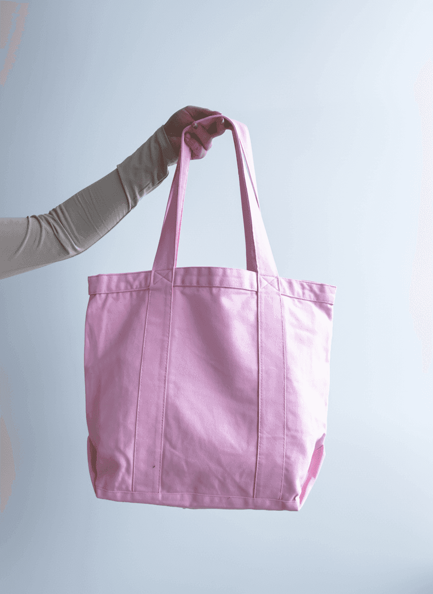 Шопер из канваса с ручками в тон для покупок