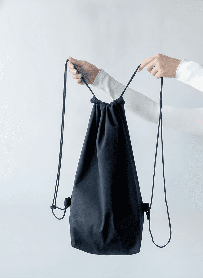 Black Drawstring Shoe Backpack