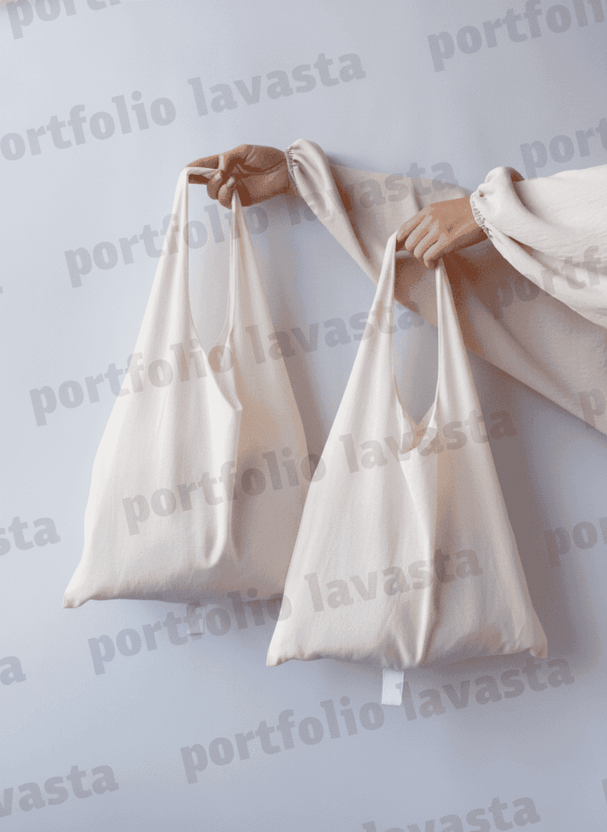 Light Beige Packable Tote Water-Resistant Nylon