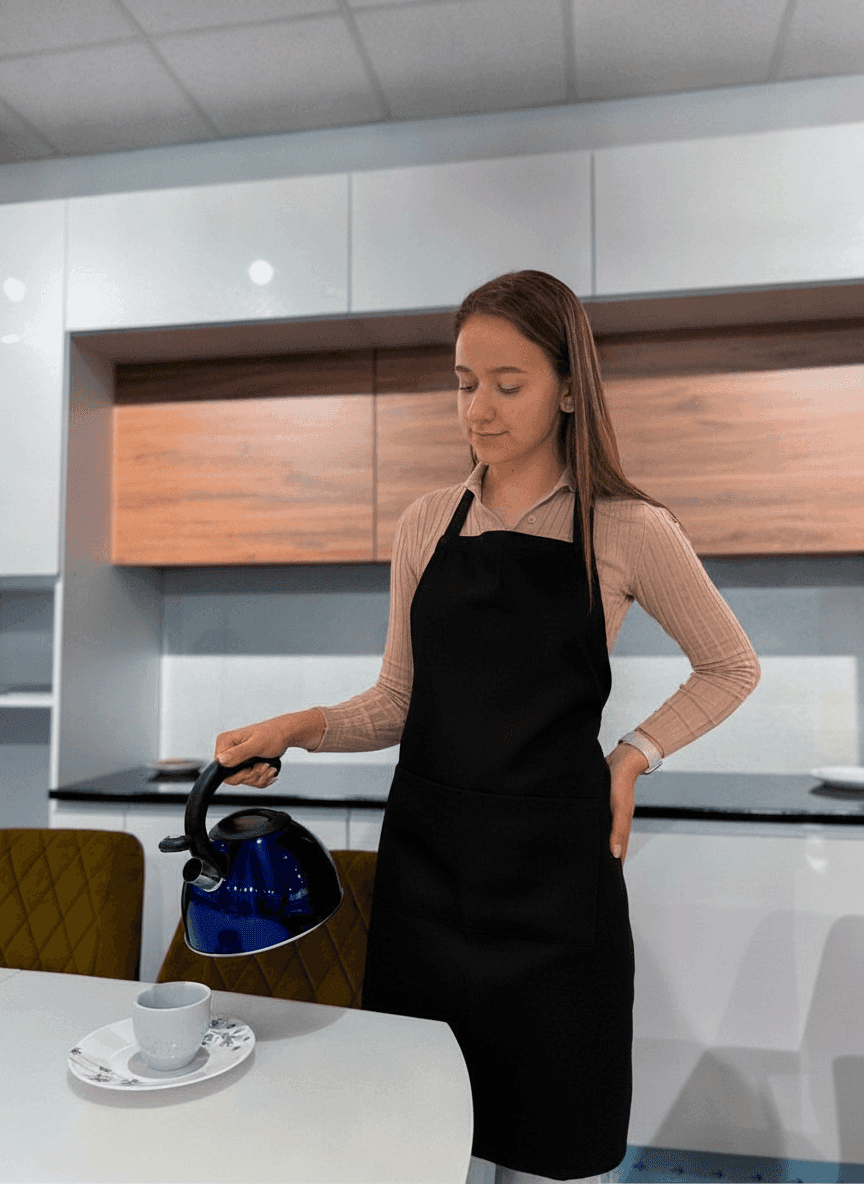 Black Gabardine Printed Apron