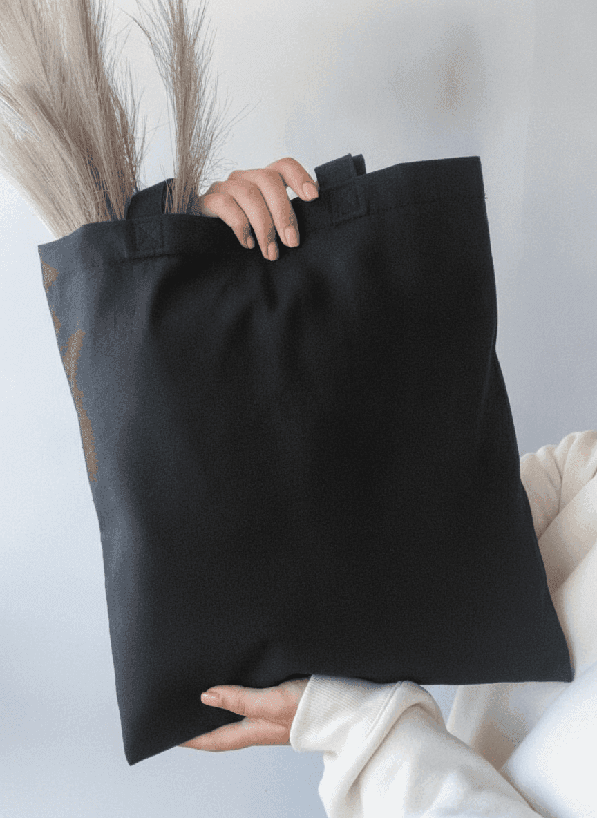 Cotton Tote Bag Slava Ukraini Print Black