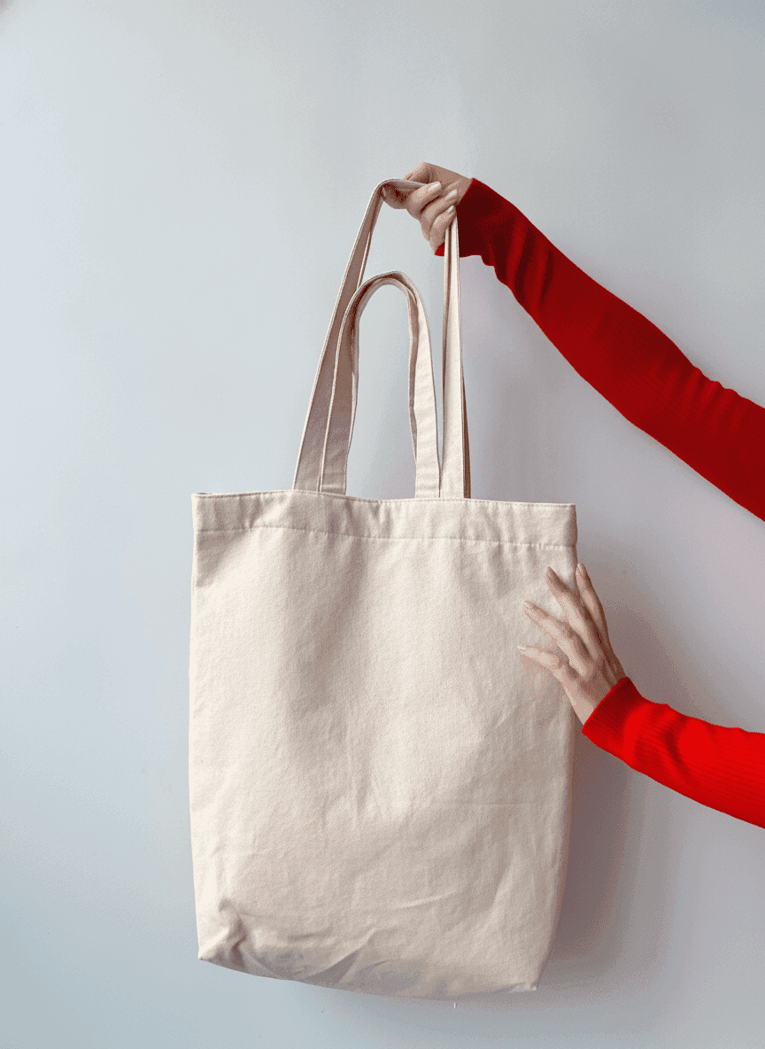 Large Midweight Cotton Tote Bag with Flat Bottom