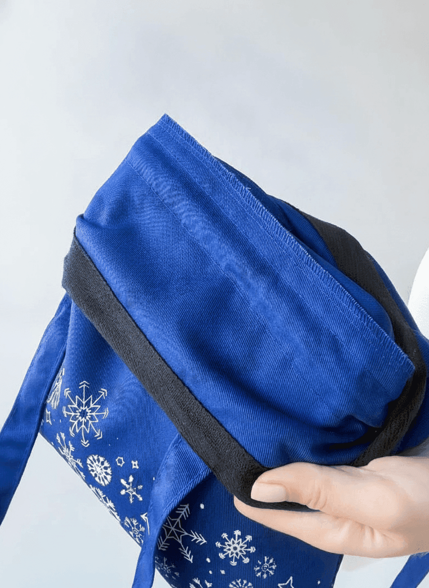 Blue Heavy Twill Drawstring Tote with Long Handles