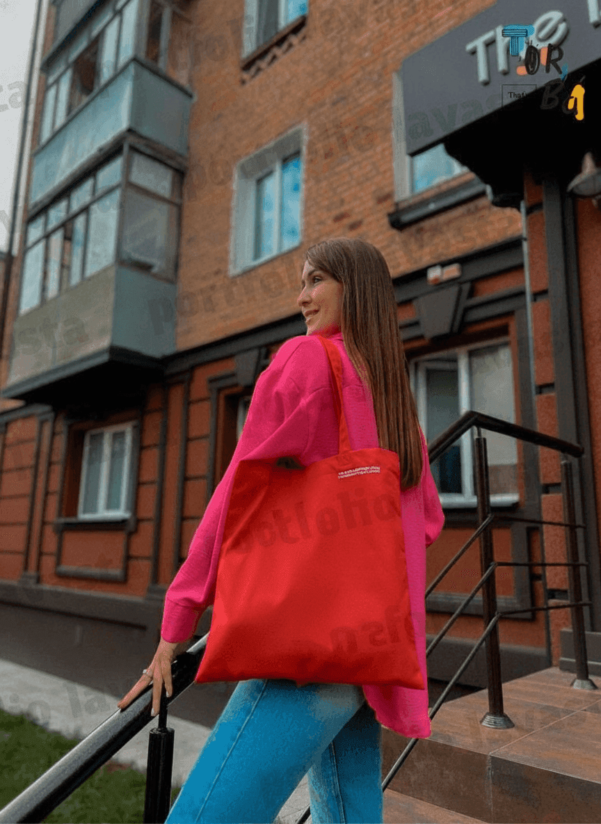 Red sturdy cotton tote bag