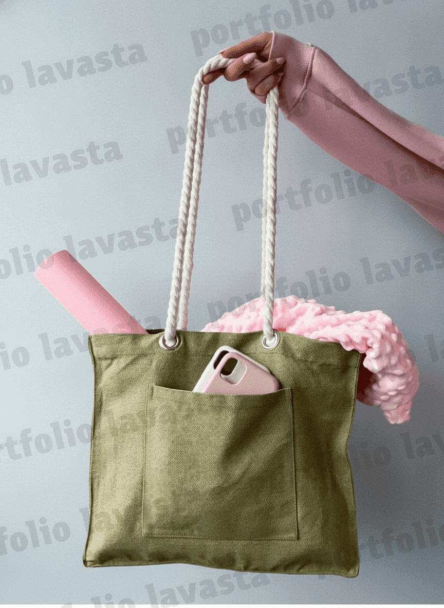 Canvas tote bag with pocket