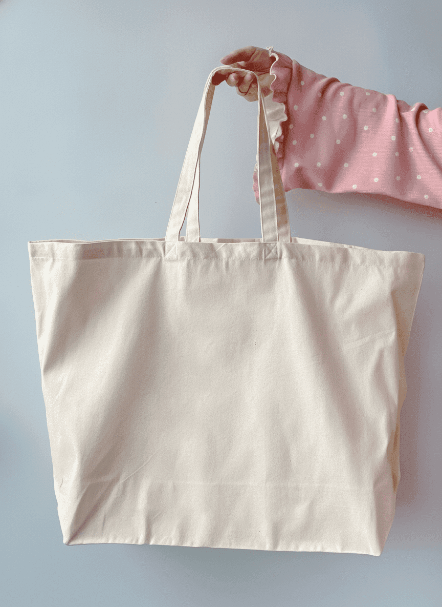 Large Semi-Panama Shopping Tote Light Beige