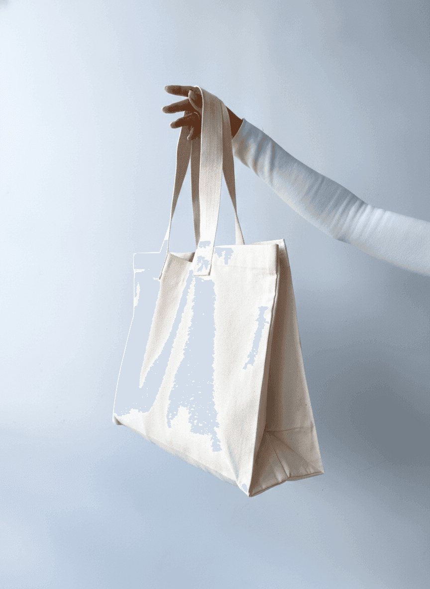 Cotton Twill Tote Bag with Wide Bottom & Long Handles