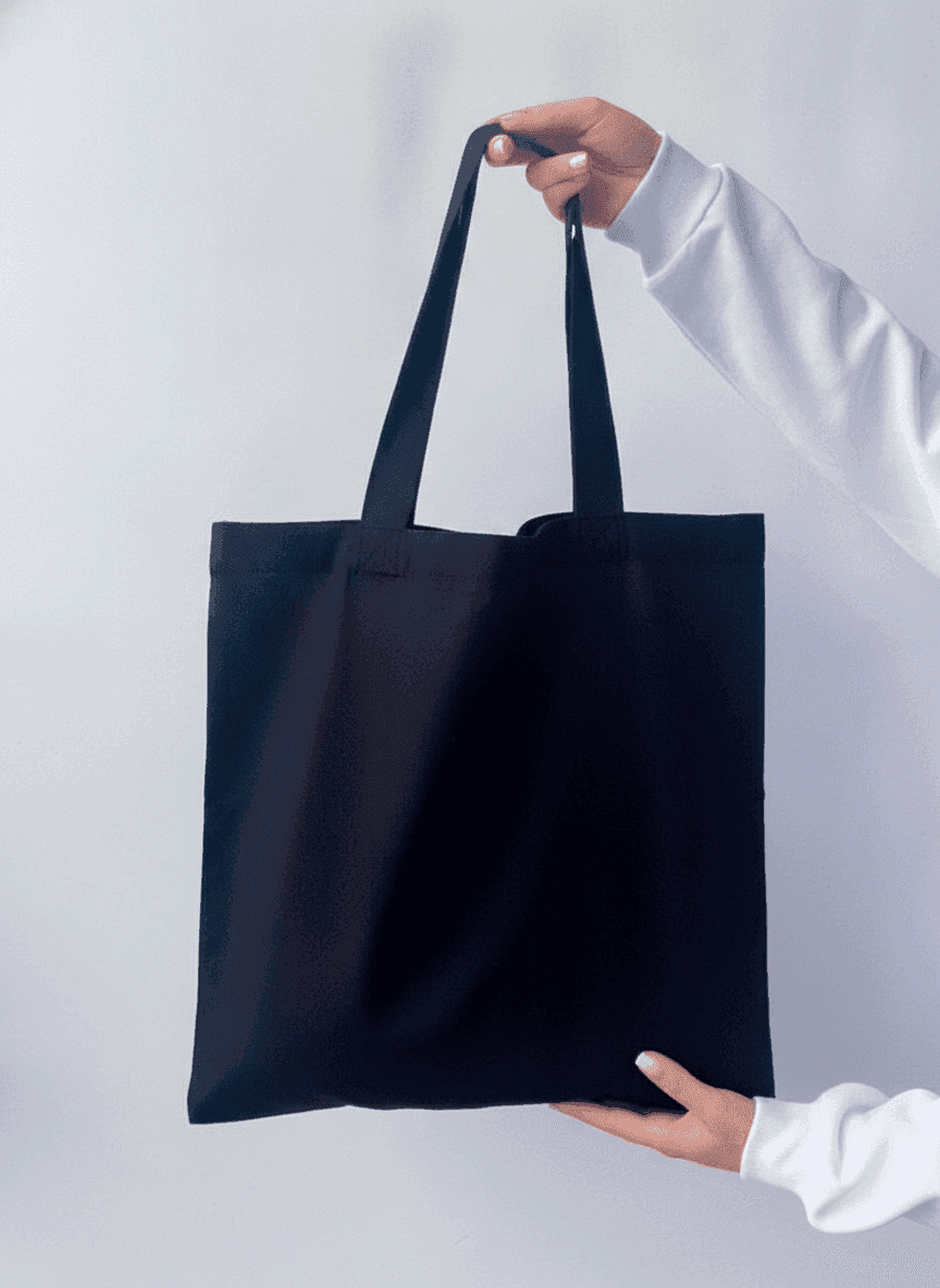 Roomy Black Calico Tote Bag