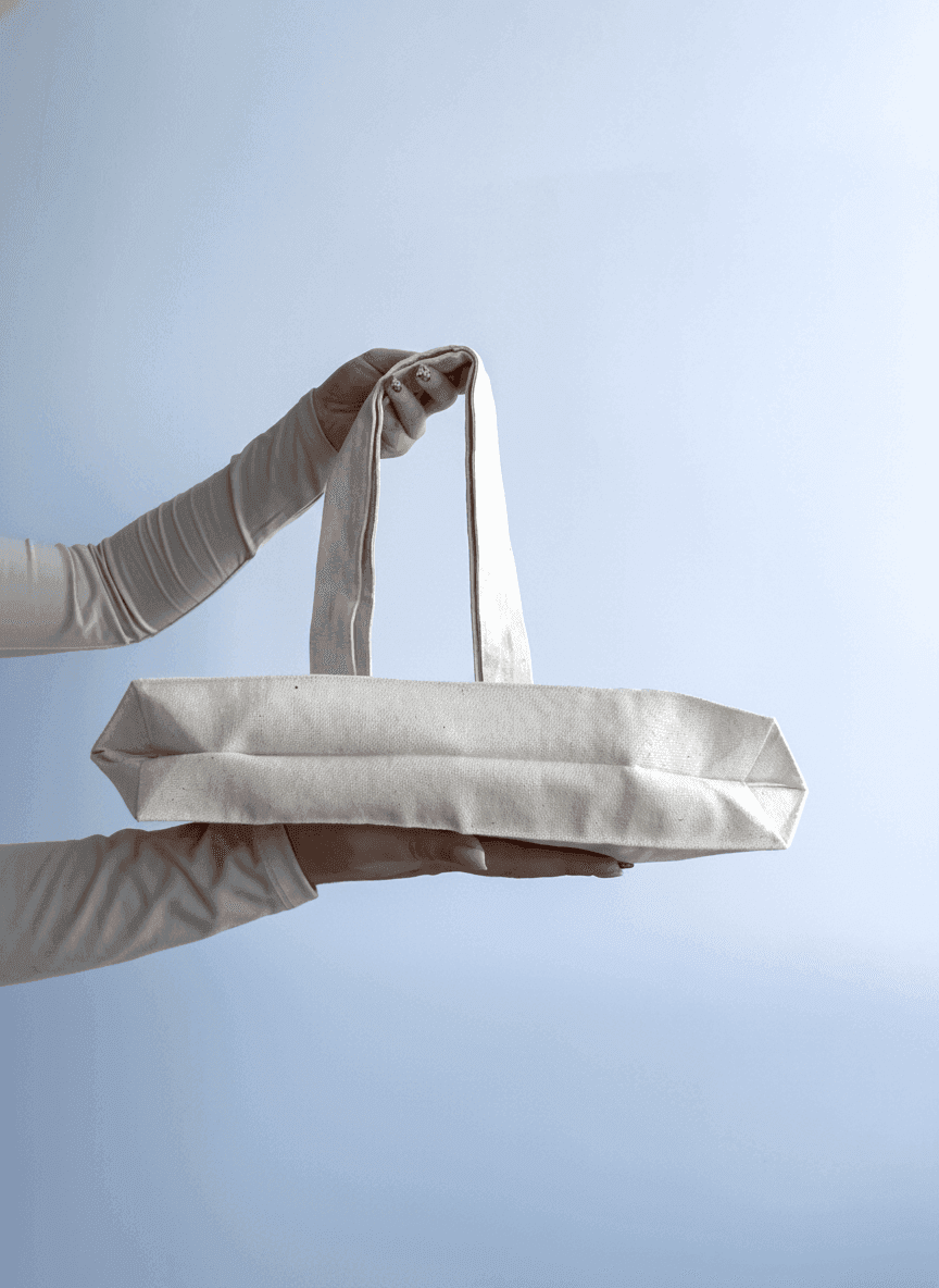 Шоппер из хлопковой двунитки с длинными ручками для покупок