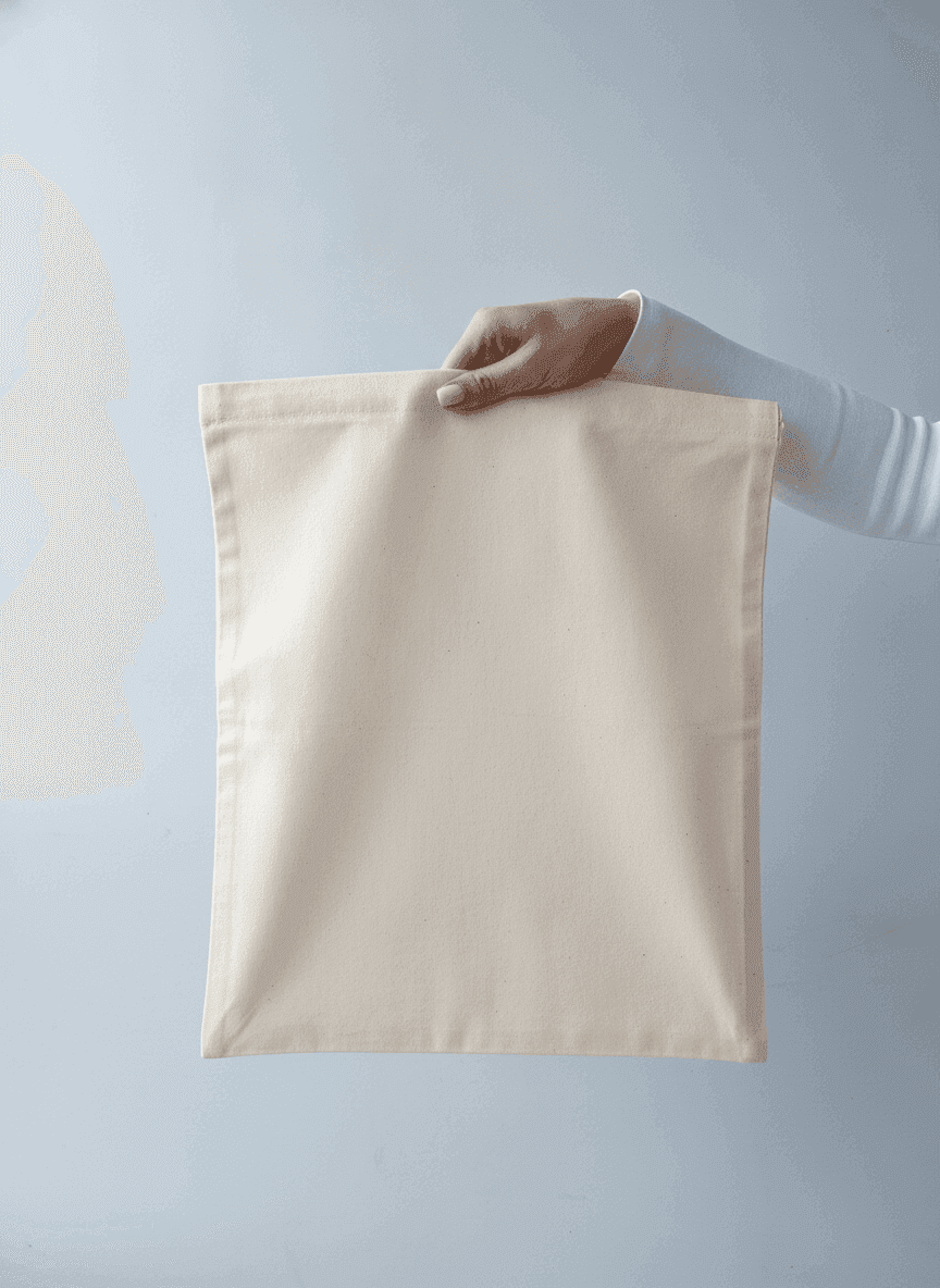Calico pouch with ribbon tie and flap