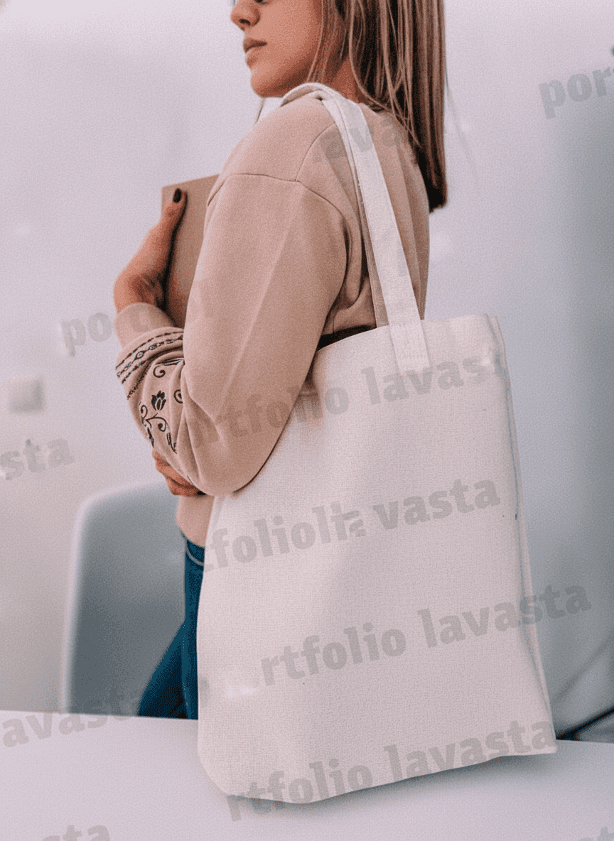 Light Tote Bag with Sewn Handles & D-Ring