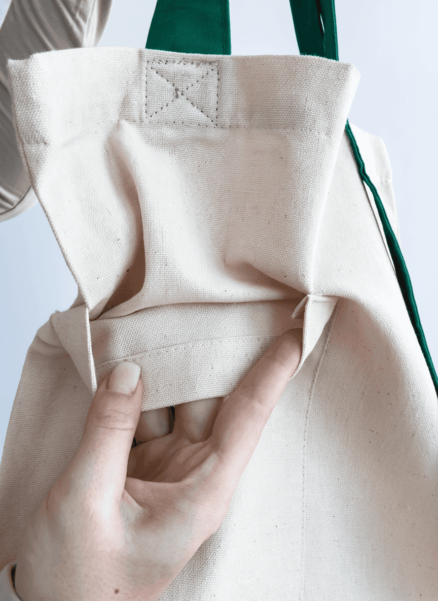 Бавовняний шопер напівпанама з зеленими ручками для покупок