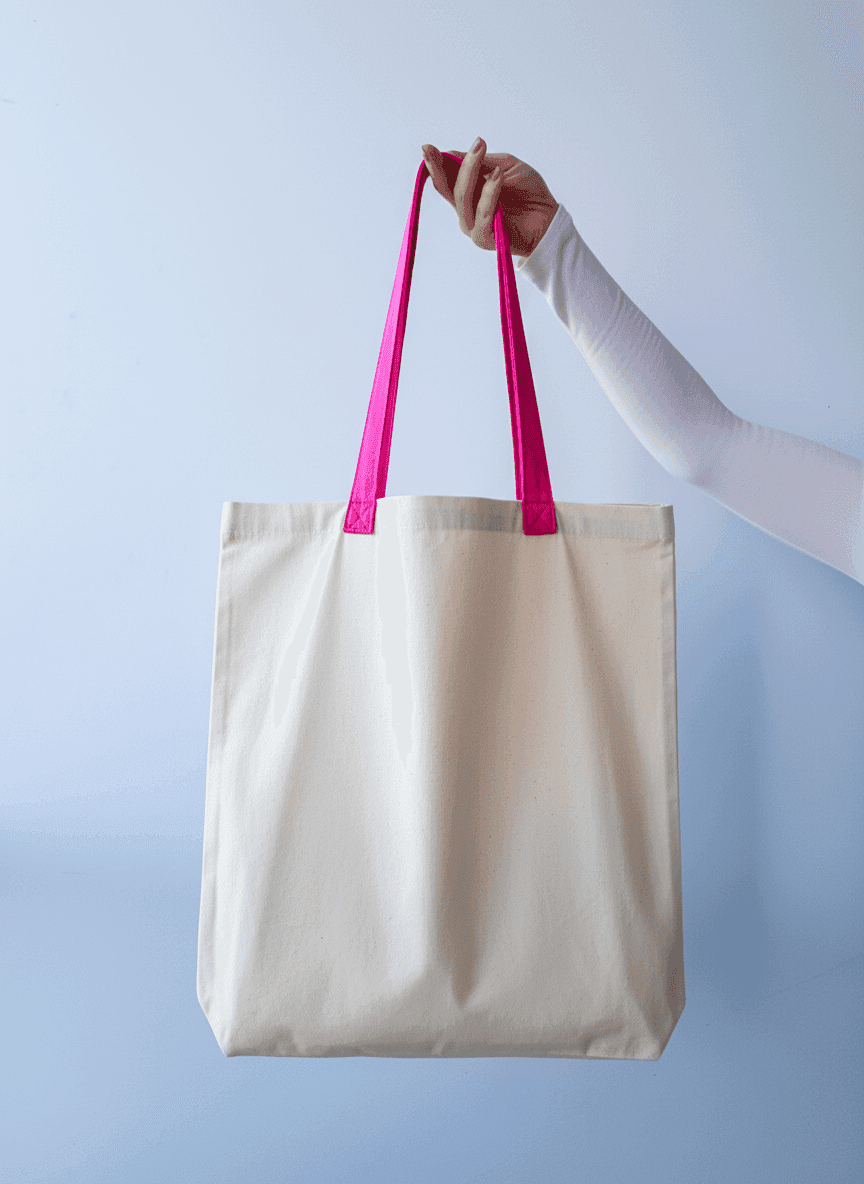 Шопер із бавовняної саржі з довгими ручками для покупок