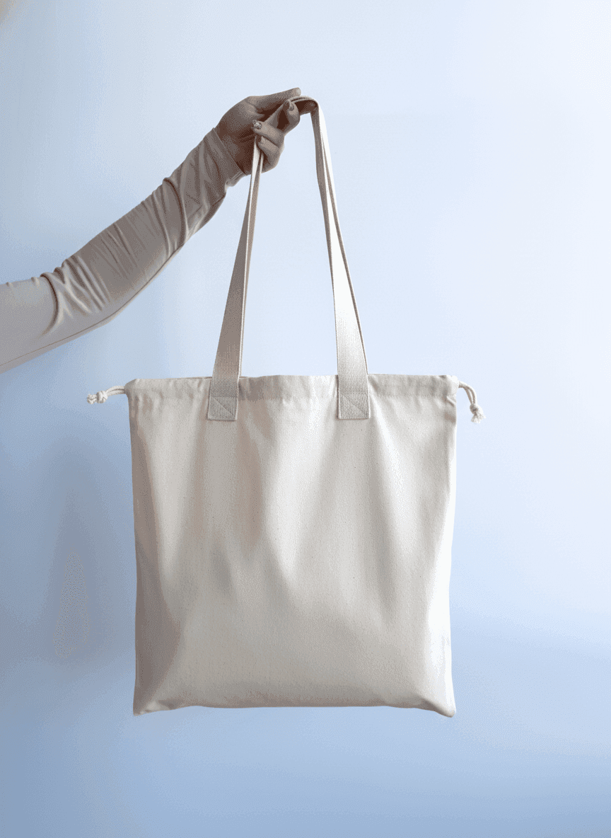 Прочный шопер из саржи с нашивными ручками для покупок