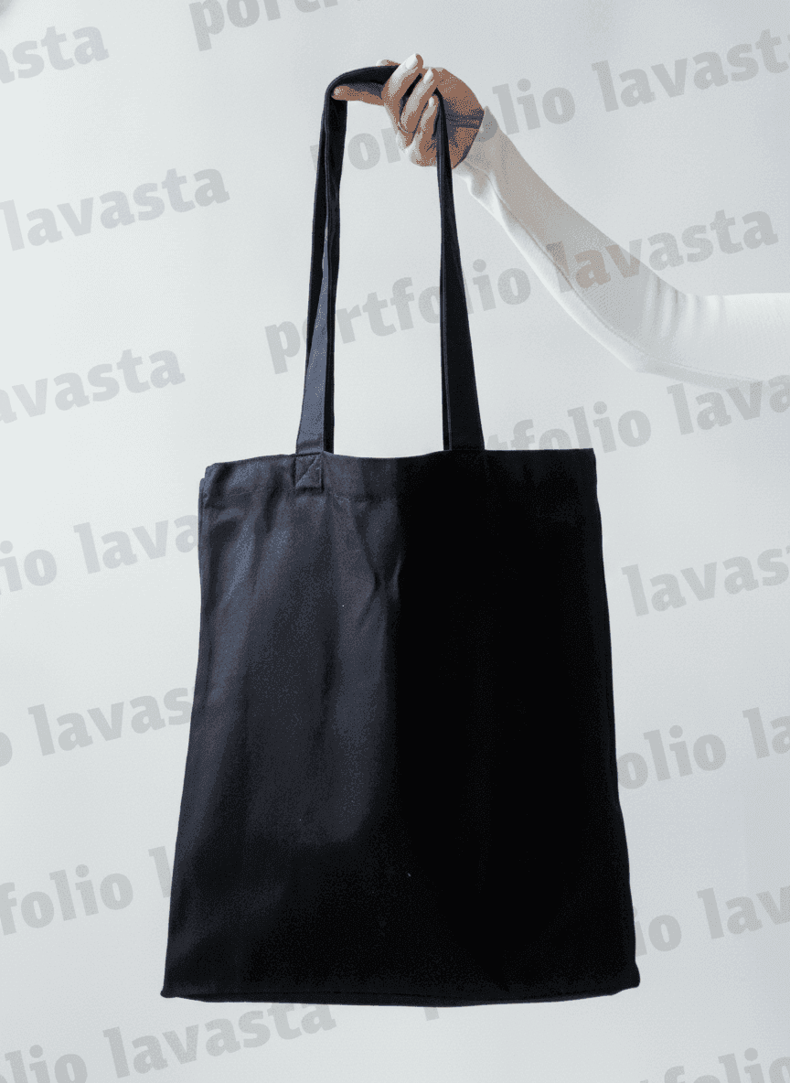 Black Expandable Natural Fabric Tote Bag