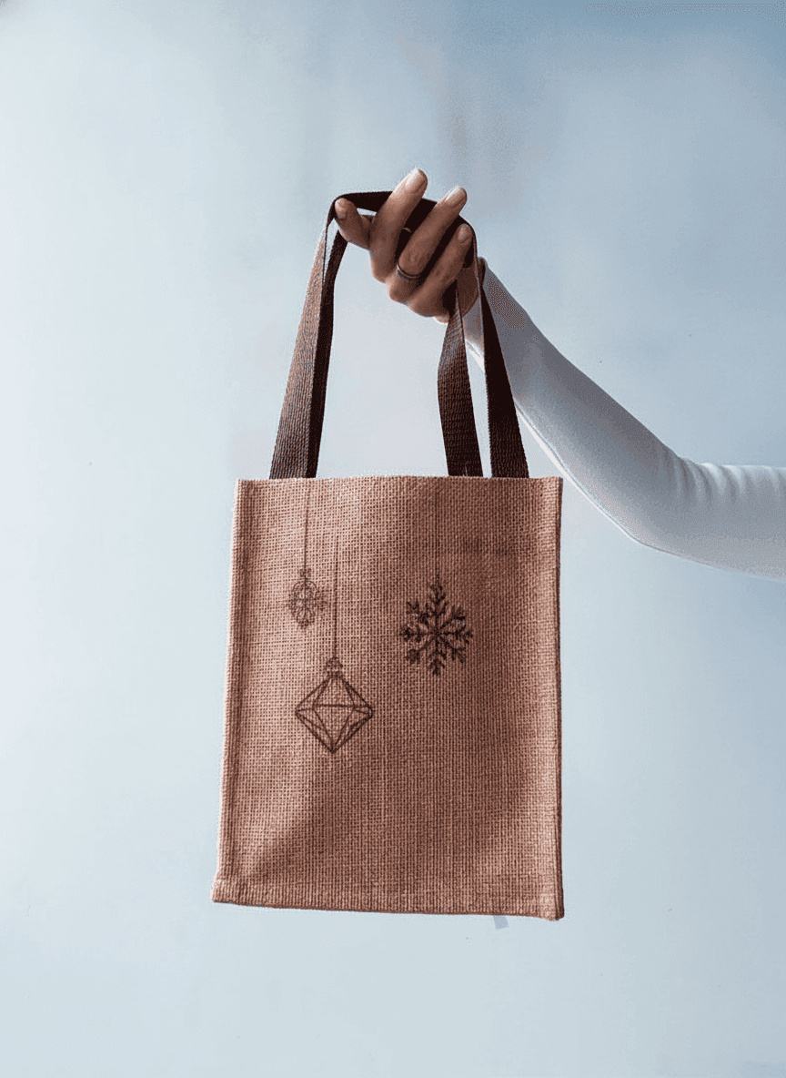 Brown Laminated Jute Tote Bag